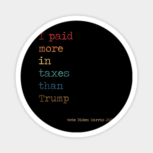 I paid more in taxes than Trump Vote Biden Harris 2020 Magnet